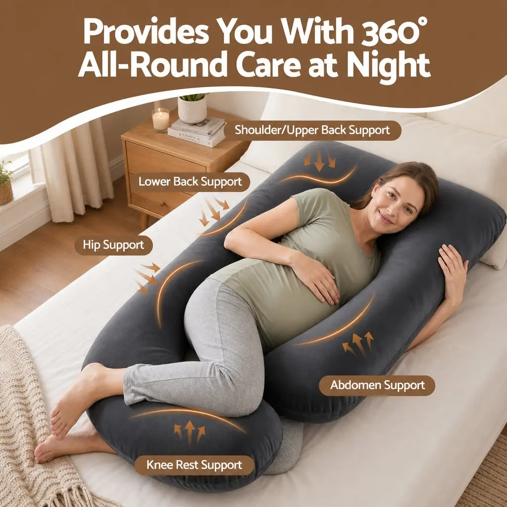 G-Shaped Pregnancy Pillow Full Body Maternity Support Cushion for Side Sleepers