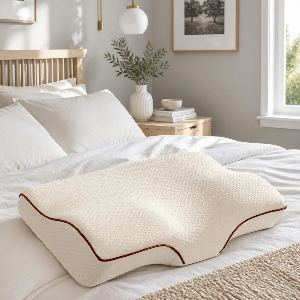 Memory Foam Pillow 60cm Ergonomic Butterfly Neck Cervical Support Dual Height