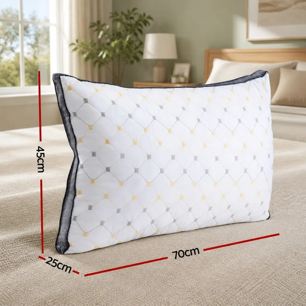 Microfibre Pillow 2 Pack White Soft Filling Bedroom Comfort Support All Sleep