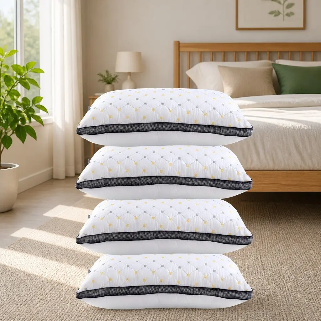 Microfibre Pillows White 4 Pack Soft Filling Support All Sleep Positions