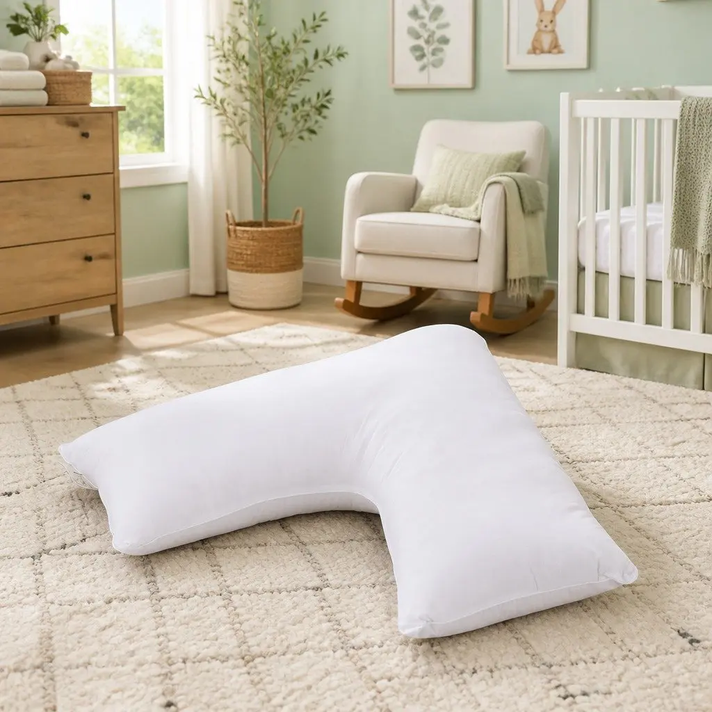 V Shape Body Pillow 58cm Ergonomic Support for Side Sleepers Nursing and Relaxation White