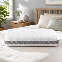 Memory Foam Pillow White Neck Support Contoured Breathable Sleep Cushion