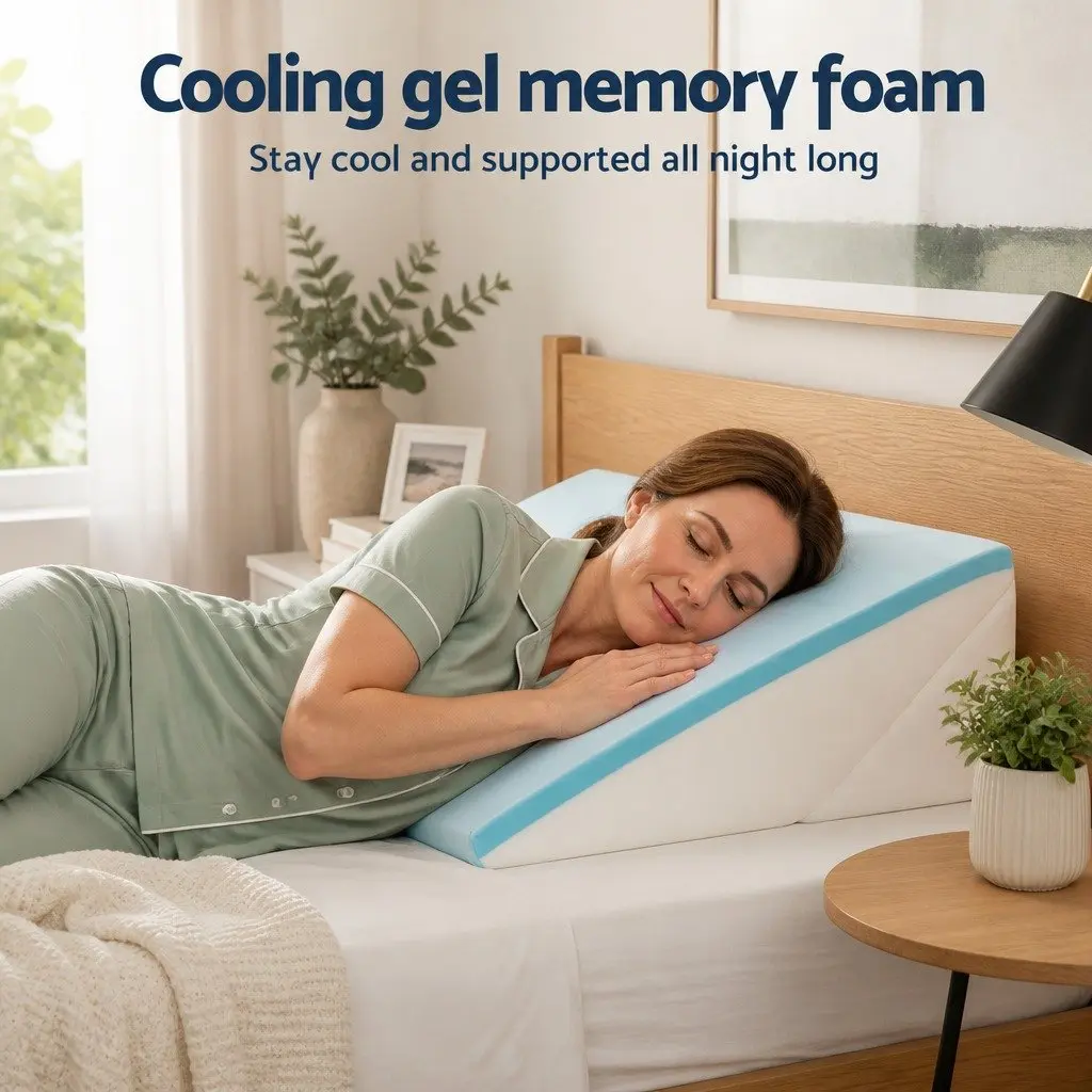 Adjustable Wedge Pillow Grey Multi-Piece Support for Back Neck Leg Comfort