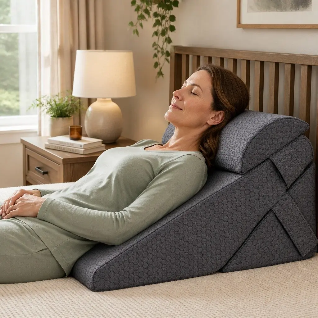 Adjustable Wedge Pillow Grey Multi-Piece Support for Back Neck Leg Comfort