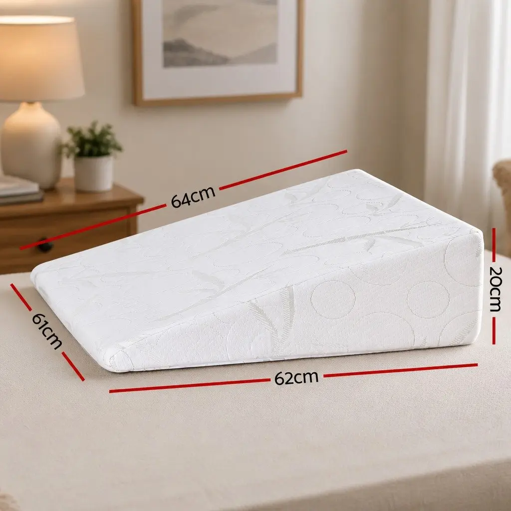 Wedge Pillow 61 x 62 x 20cm Memory Foam Gel Cooling Ergonomic Support Bamboo Cover