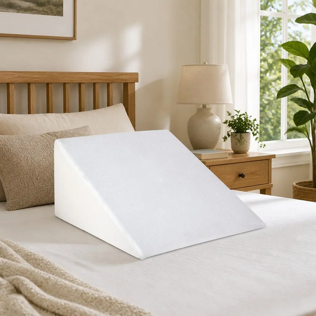 Bed Wedge Support Pillow 62 x 62 x 28 cm Cool Gel Memory Foam for Upper Body Leg Elevation Back Support