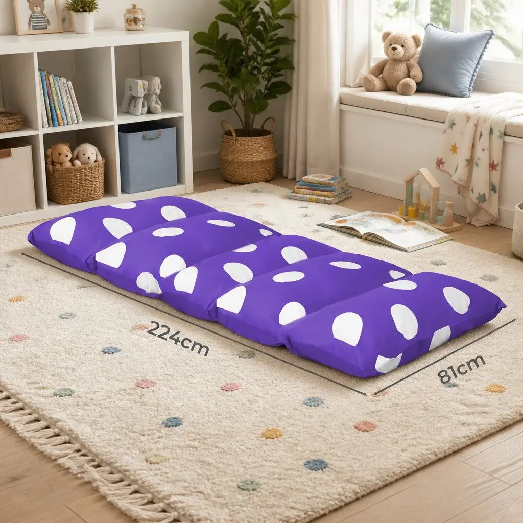 Kids Large Foldable Floor Lounger Pillow Cushion Purple Reading