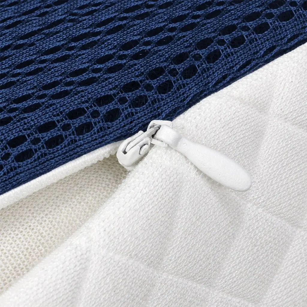 Memory Foam Pillow Neck Support Ergonomic Design Breathable Pillowcase Blue