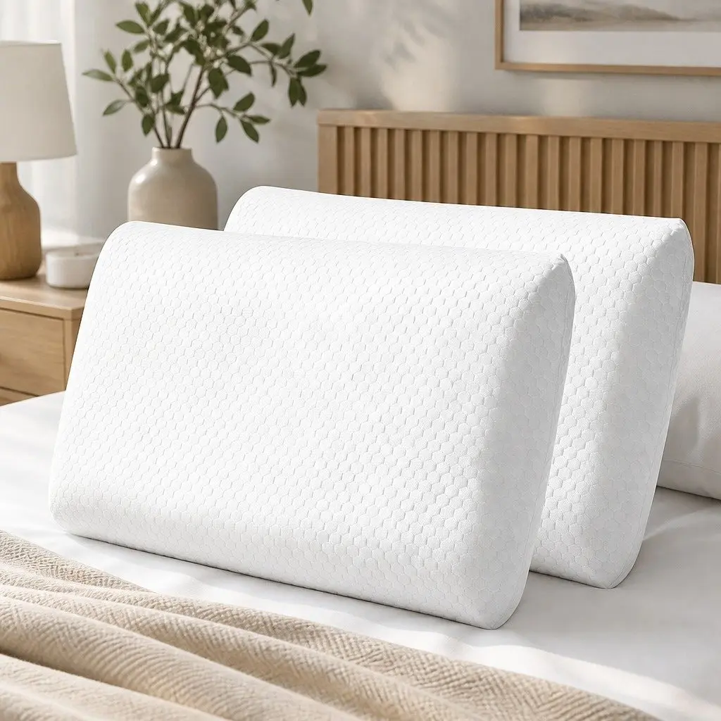 Memory Foam Orthopaedic Pillow 60cm x 40cm Gel Infused Neck Support for Side Back Sleepers 2 Piece