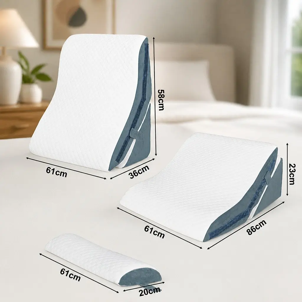Orthopedic Bed Wedge Pillow 24 Inch 3-in-1 Adjustable Memory Foam Sleep Support