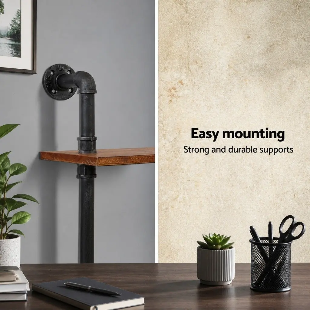 3 Tier Industrial Pipe Shelf DIY Floating Shelves Brown Rustic Home Storage