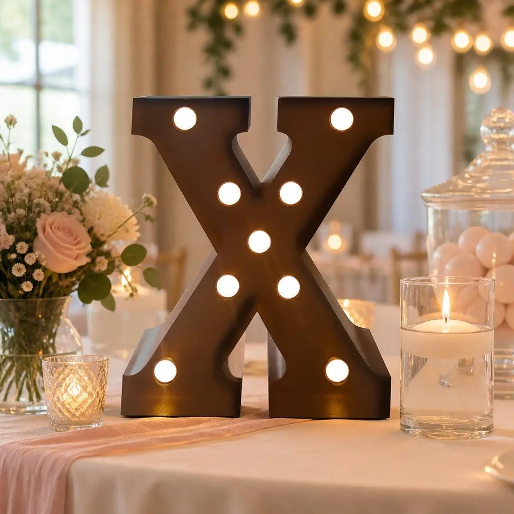 Metal Alphabet LED Letter Lights Freestanding Marquee Customizable Illuminated Decor