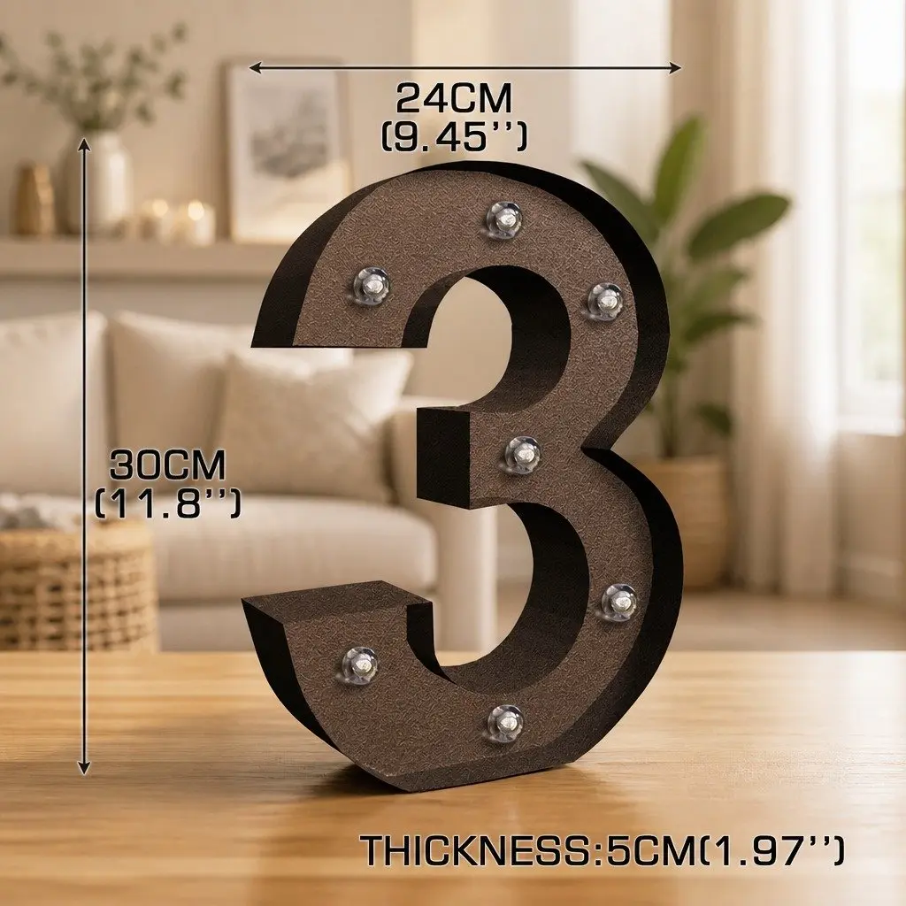 Free Standing LED Number and Letter Lights Metal Decoration for Home and Events