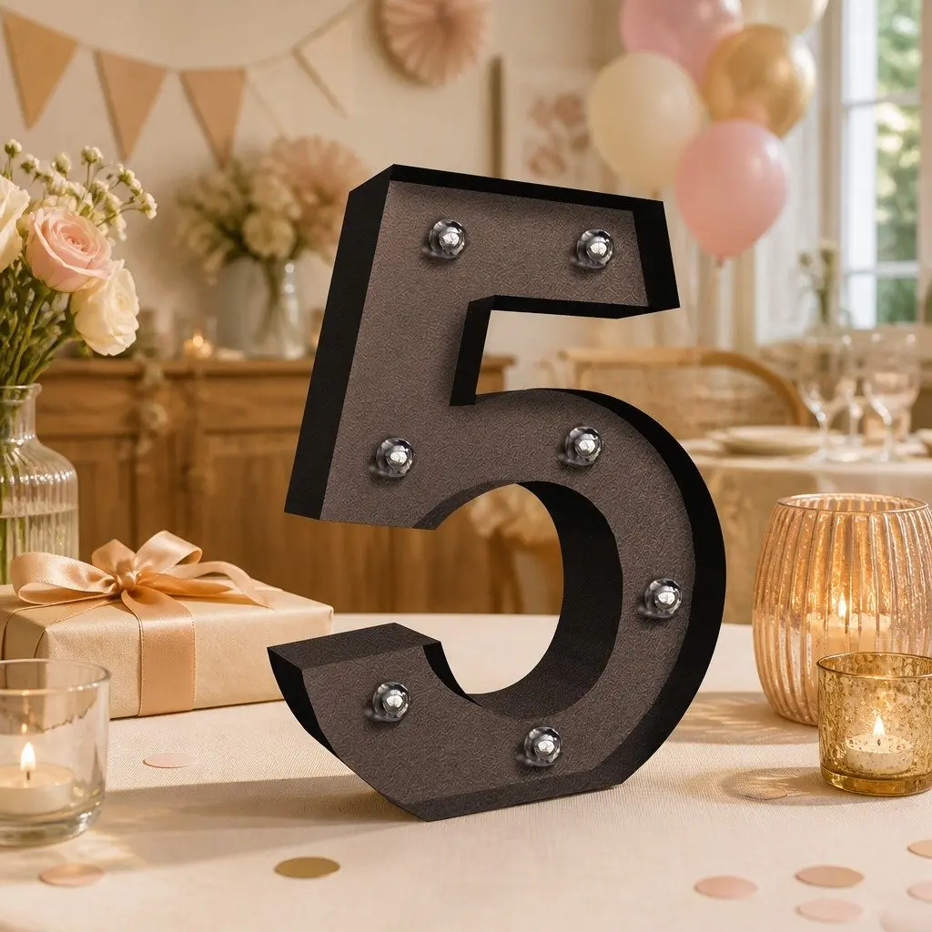 LED Metal Number Light Free Standing Warm Glow for Wedding Party Decoration