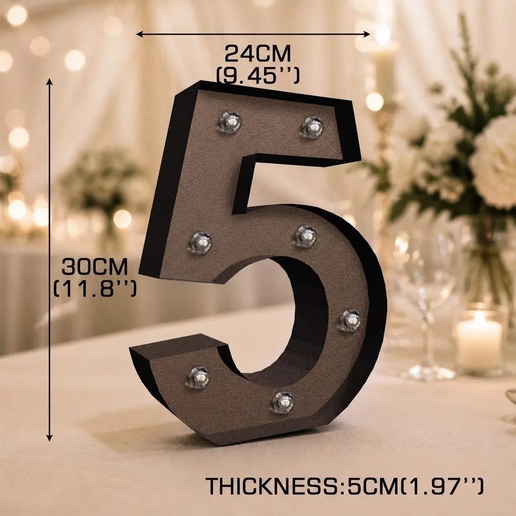 LED Metal Number Light Free Standing Warm Glow for Wedding Party Decoration