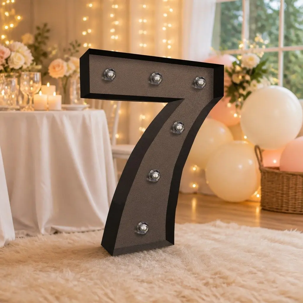 LED Letter Number Lights Metal Free Standing Home Decor for Weddings Parties