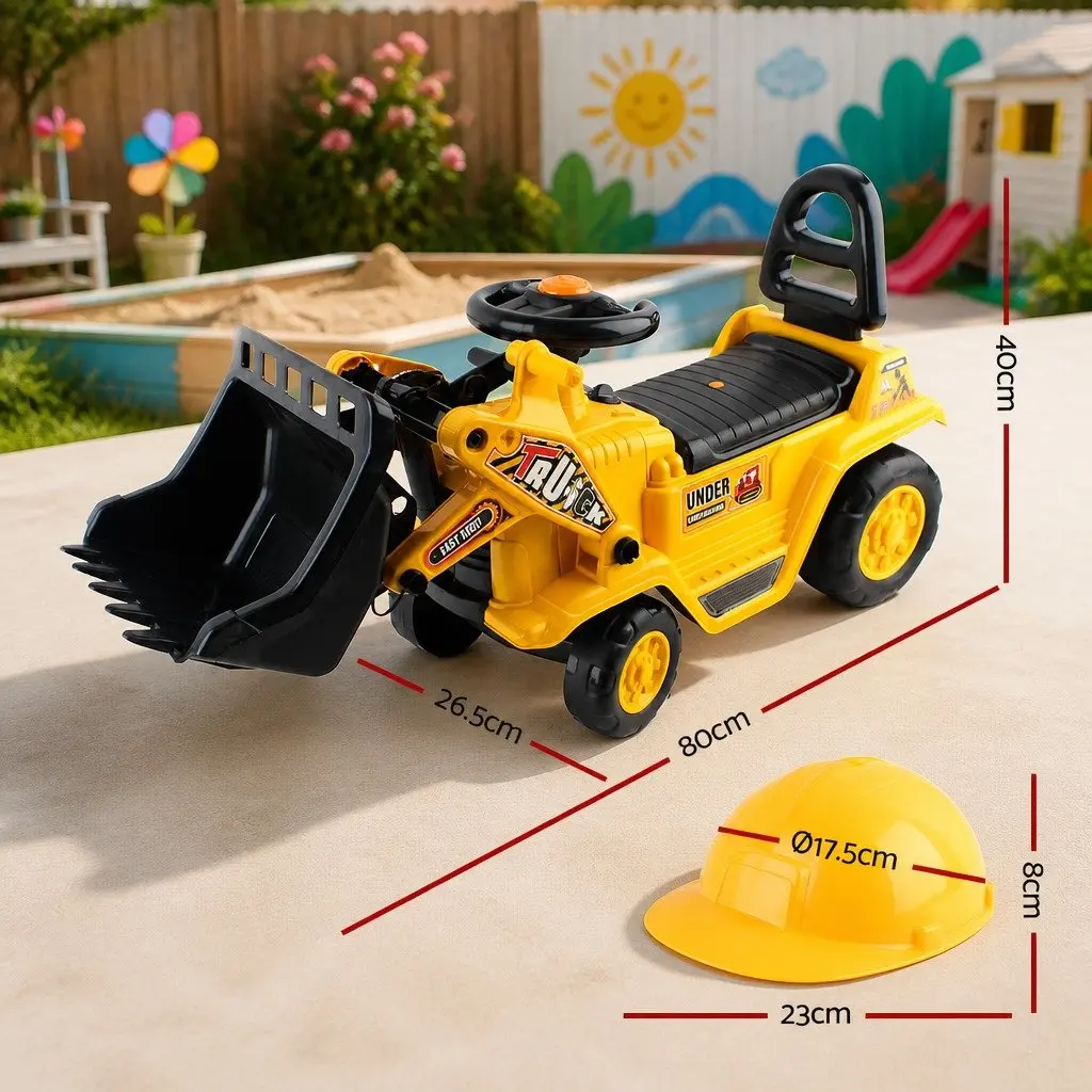 Kids Ride On Excavator Toy Yellow Realistic Hand Controls