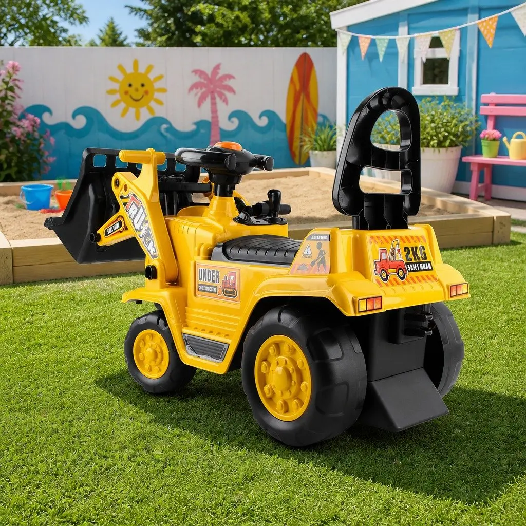 Kids Ride On Excavator Toy Yellow Realistic Hand Controls