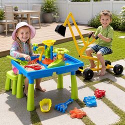 Ride On Digger Toy with Sand Water Table Sandpit Play Set Kids Outdoor