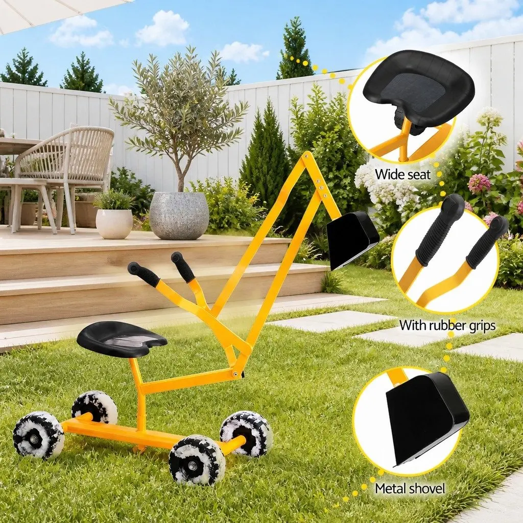 Ride On Digger Toy Set with Sand Water Table for Outdoor Play