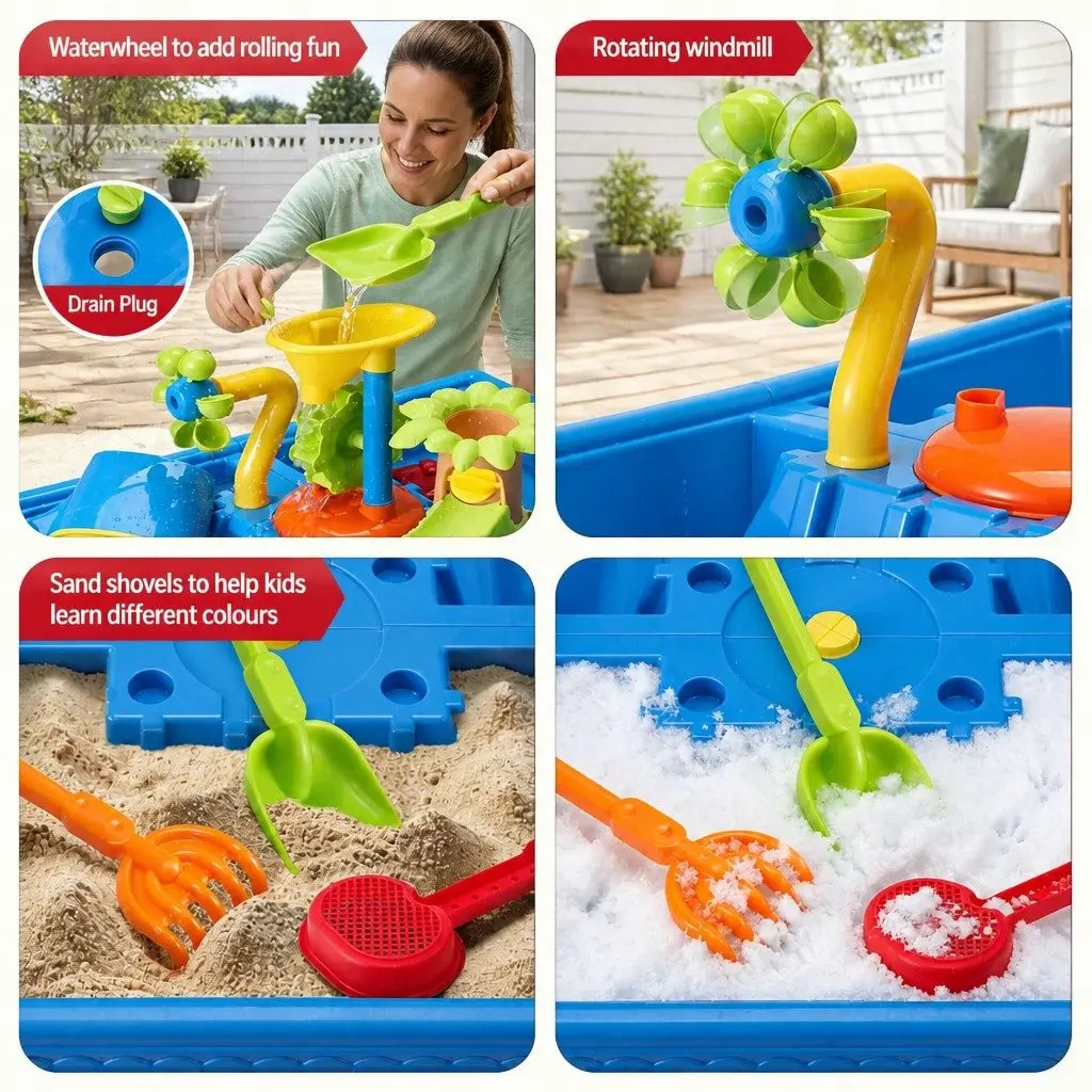 Ride On Digger Toy Set with Sand Water Table for Outdoor Play