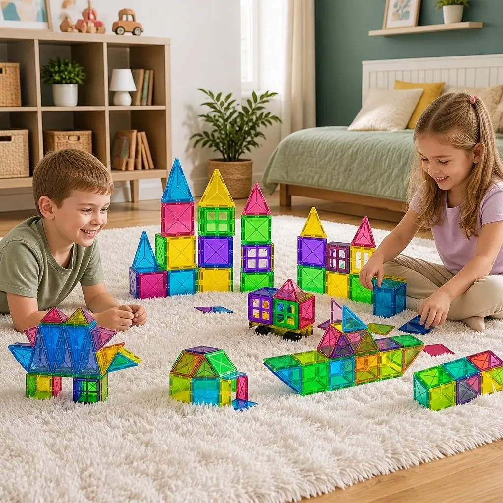 Magnetic Tiles Building Blocks Set 120 Piece Kids STEM Educational Toy
