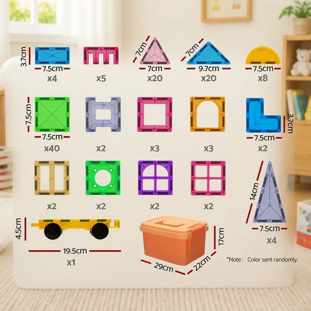 Magnetic Tiles Building Blocks Set 120 Piece Kids STEM Educational Toy