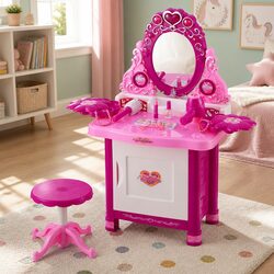 Charming Kids Makeup Vanity Set with Accessories and Stool