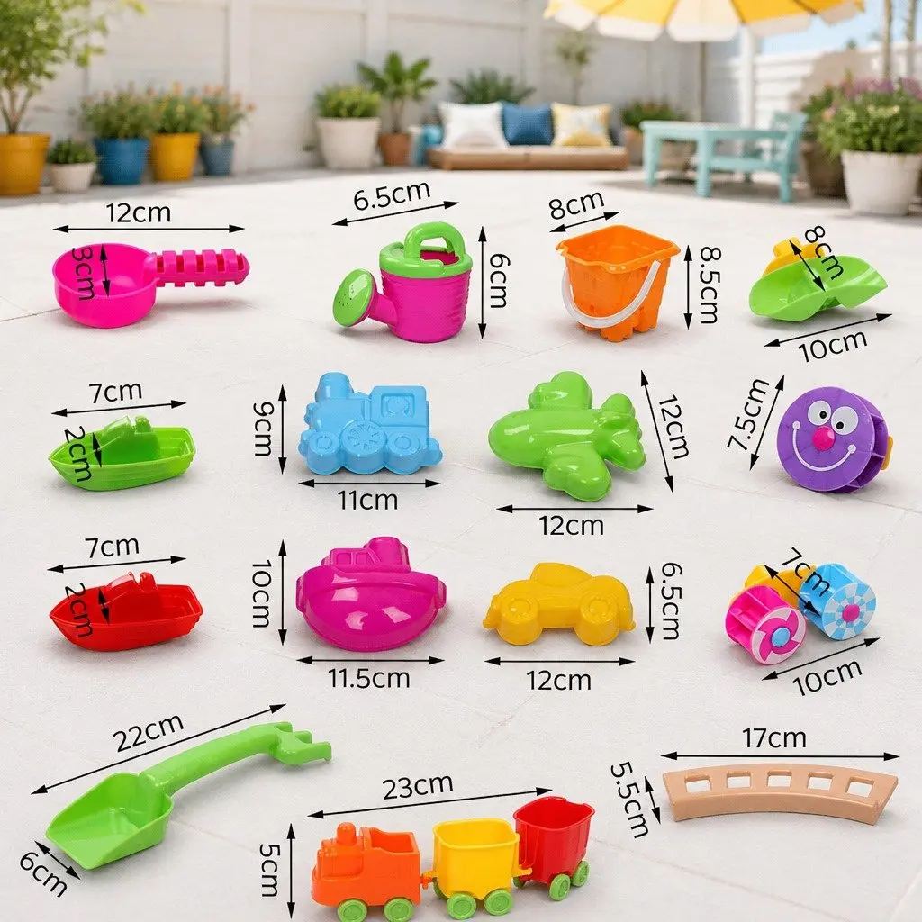 Sand and Water Table Play Set with Umbrella 26 Pieces Outdoor Toy for Kids