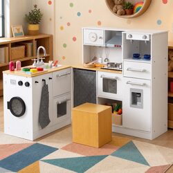 Charming Kids Wooden Kitchen Playset for Imaginative Spaces