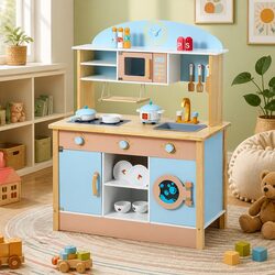 Charming Wooden Kitchen Play Set for Creative Kids' Spaces