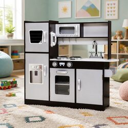 Wooden Kids Kitchen Play Set Pretend Cooking Toys Children Stove Fridge Sink
