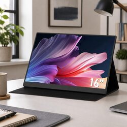Portable Monitor 16 Inch USB-C Laptop Extender Travel Display IPS Screen Black