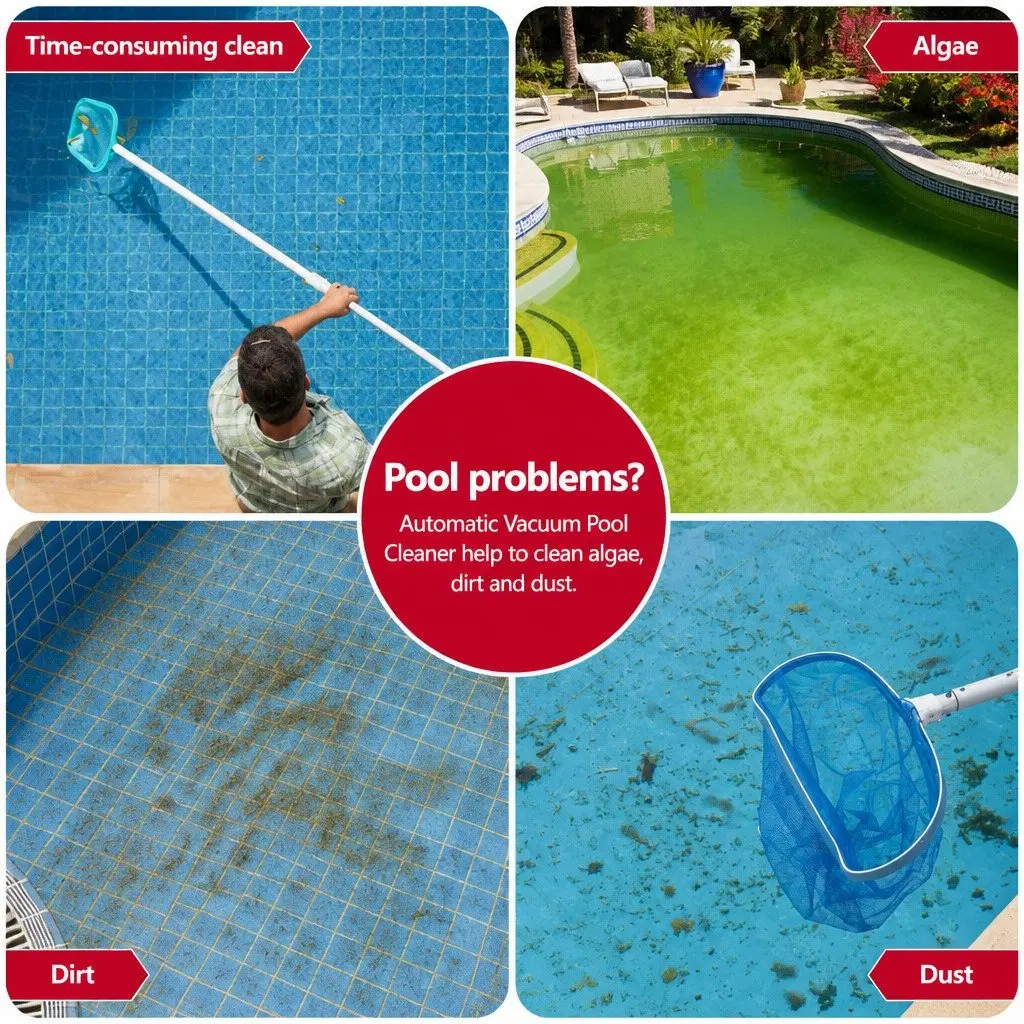 Automatic Pool Vacuum Cleaner Floor Wall Climbing System Above Ground In-Ground