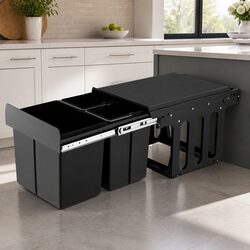 Space-Saving Pull-Out Waste Bin for Kitchen Use