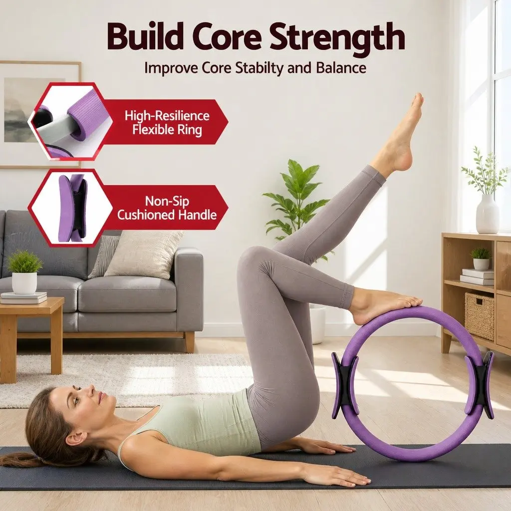 Pilates Ring Set 34cm Mini Yoga Ball Resistance Bands 15 Pieces Home Workout Equipment