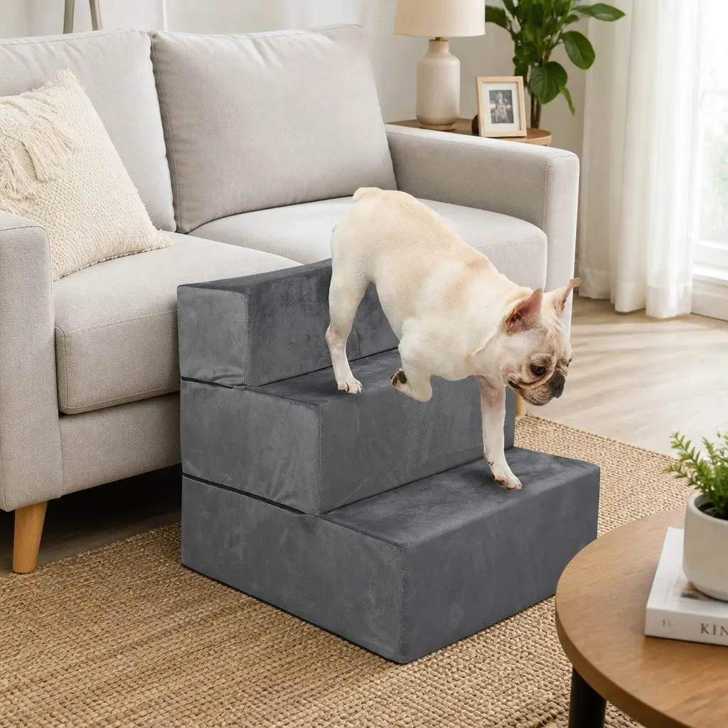 Pet Stairs Medium Adjustable Height High-Density Foam Anti-Slip Bottom