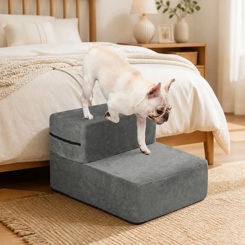 Pet Stairs 2 Step Adjustable Height Anti-Slip Portable Climbing Helper for Small Medium Large Extra Large Pets