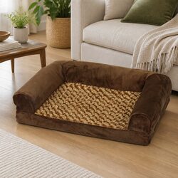 Orthopedic Pet Bed Sofa Dog Cat Memory Foam Removable Washable Cover Brown