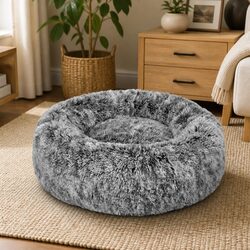 Stylish Charcoal Donut Bed for Cats and Dogs