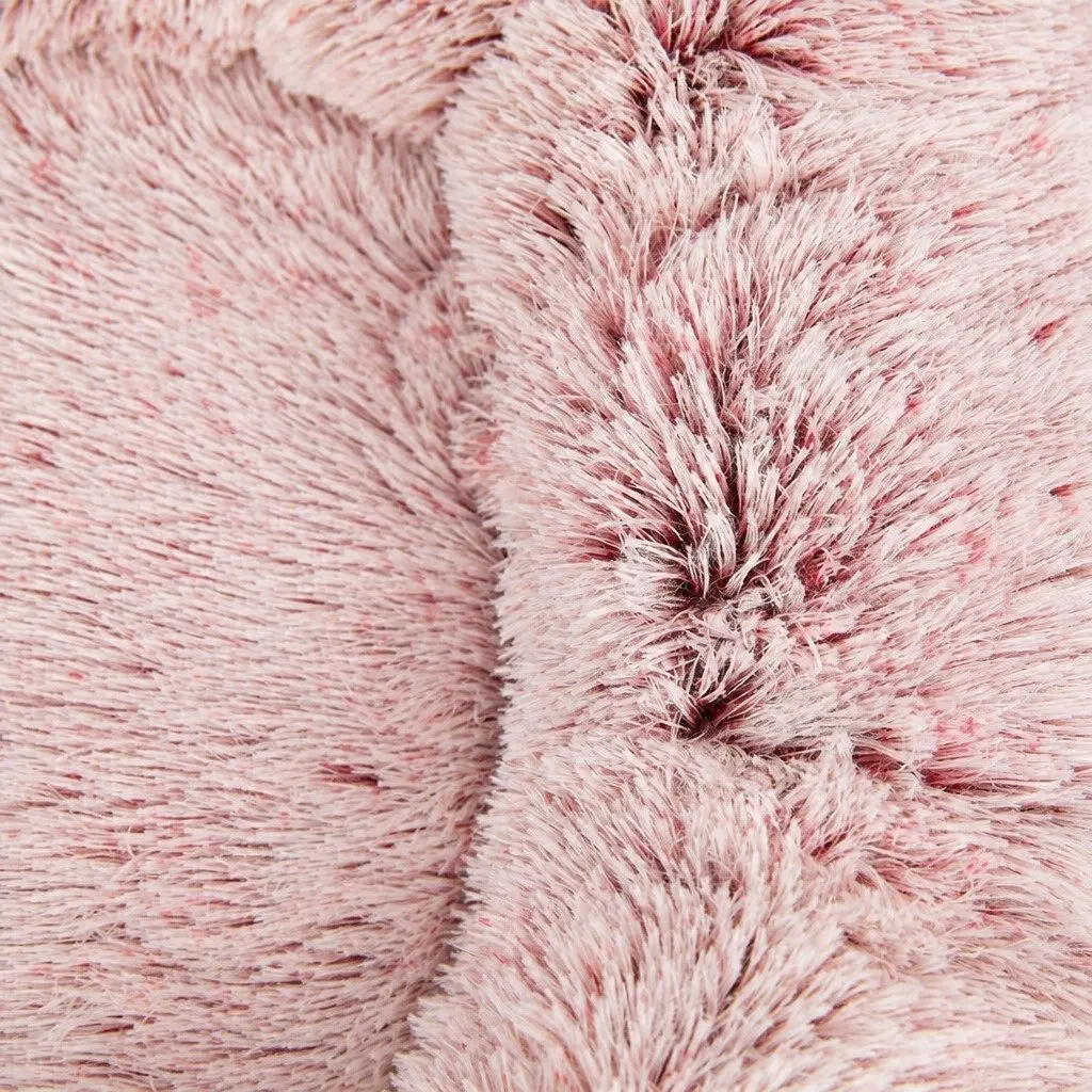Pet Donut Bed Medium Pink Plush Comfort Calming Nest for Cat Dog