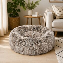 Pet Calming Bed Replaceable Cover XXL Brown Machine Washable Dog Cat Donut