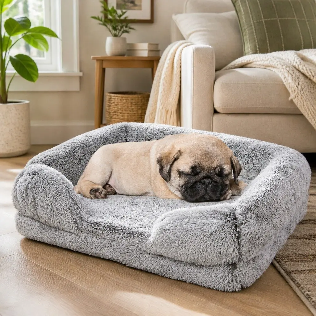 Orthopedic Dog Bed Small Memory Foam Supportive Bolster Plush