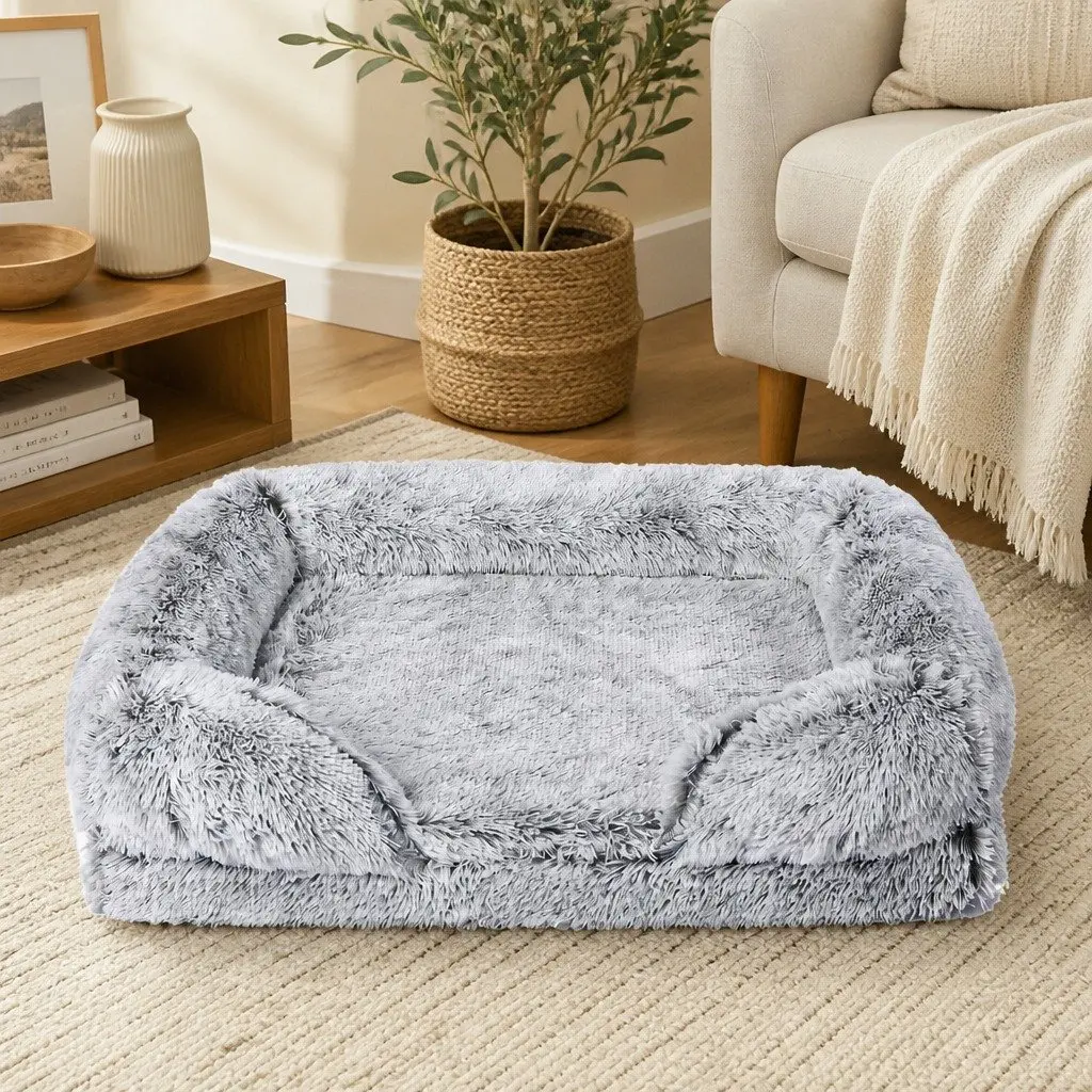 Orthopedic Dog Bed Small Memory Foam Supportive Bolster Plush