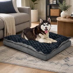 Dog Calming Bed Memory Foam Pet Mattress Medium Grey Washable Cover