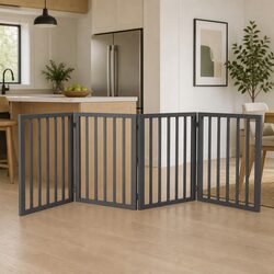 Wooden Pet Gate Dog Fence Foldable Storage Portable Indoor Barrier Safety Play