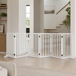 Wooden Pet Gate Foldable Dog Safety Fence 6 Panel Playpen Indoor Outdoor