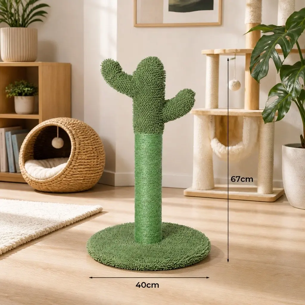 Cactus Cat Scratching Tree Post Pole Sisal Rope Climbing Toy Home Décor Kitten