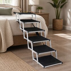 Pet Ramp 6 Steps Dog Stairs Adjustable Height Foldable Portable Indoor Outdoor