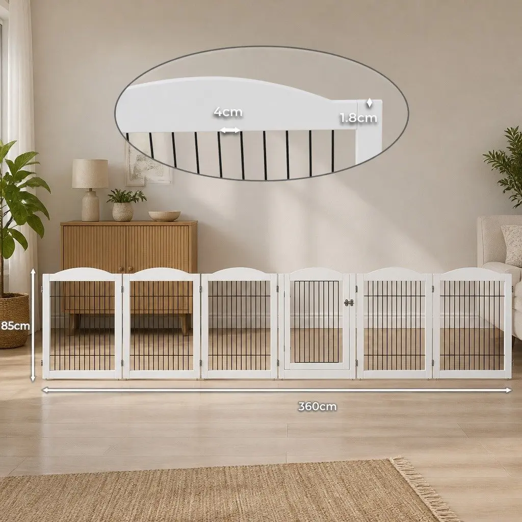 Pet Dog Playpen 6 Panels Foldable Indoor Outdoor Enclosure White